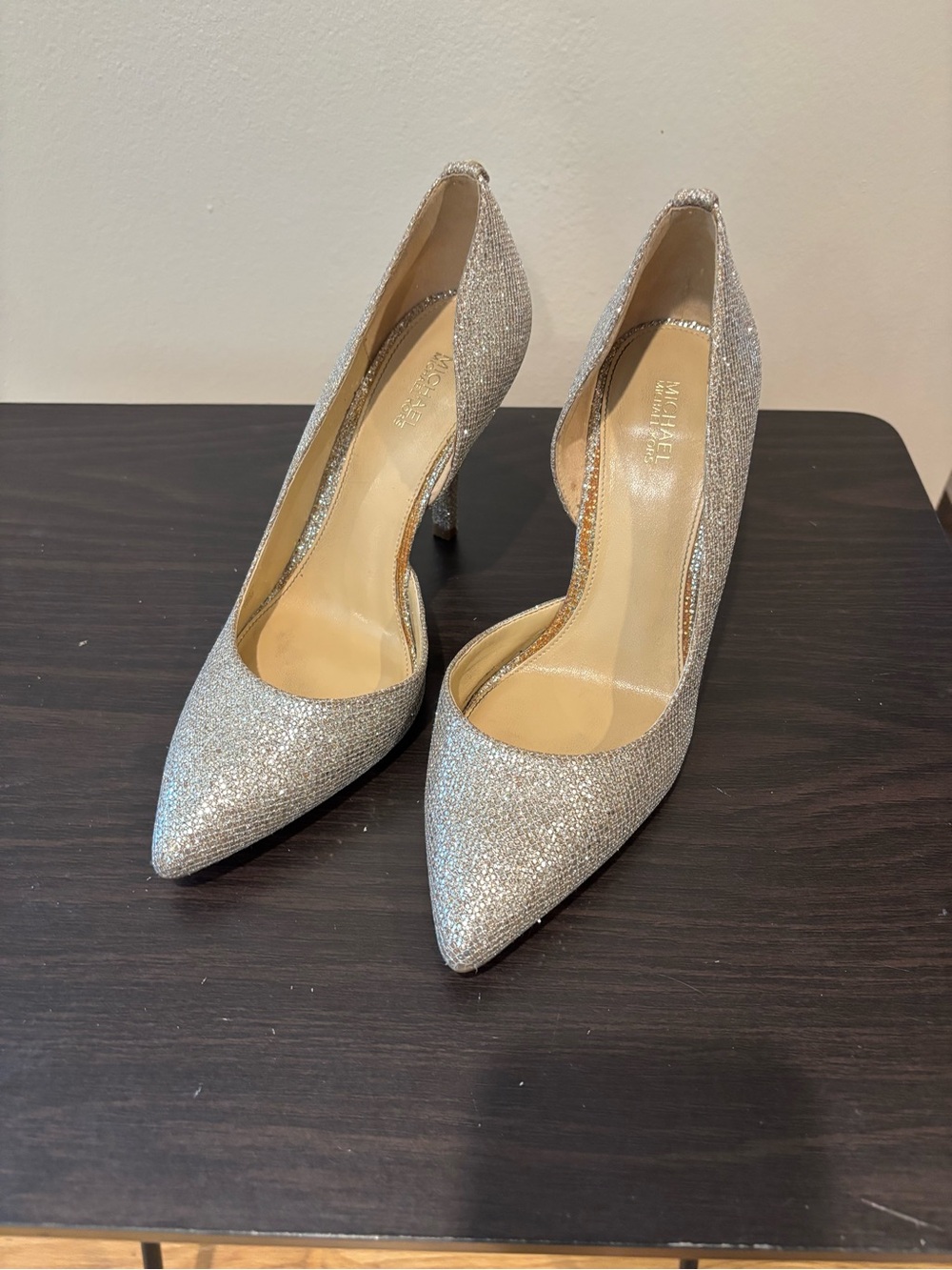 Michael Kors Gold Glitter Pointed Toe D'Orsay Pumps